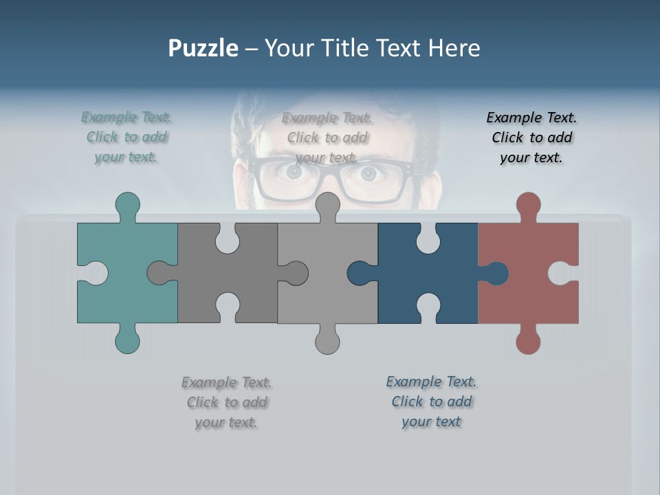 A Man With Glasses Is Looking At A Computer Screen PowerPoint Template