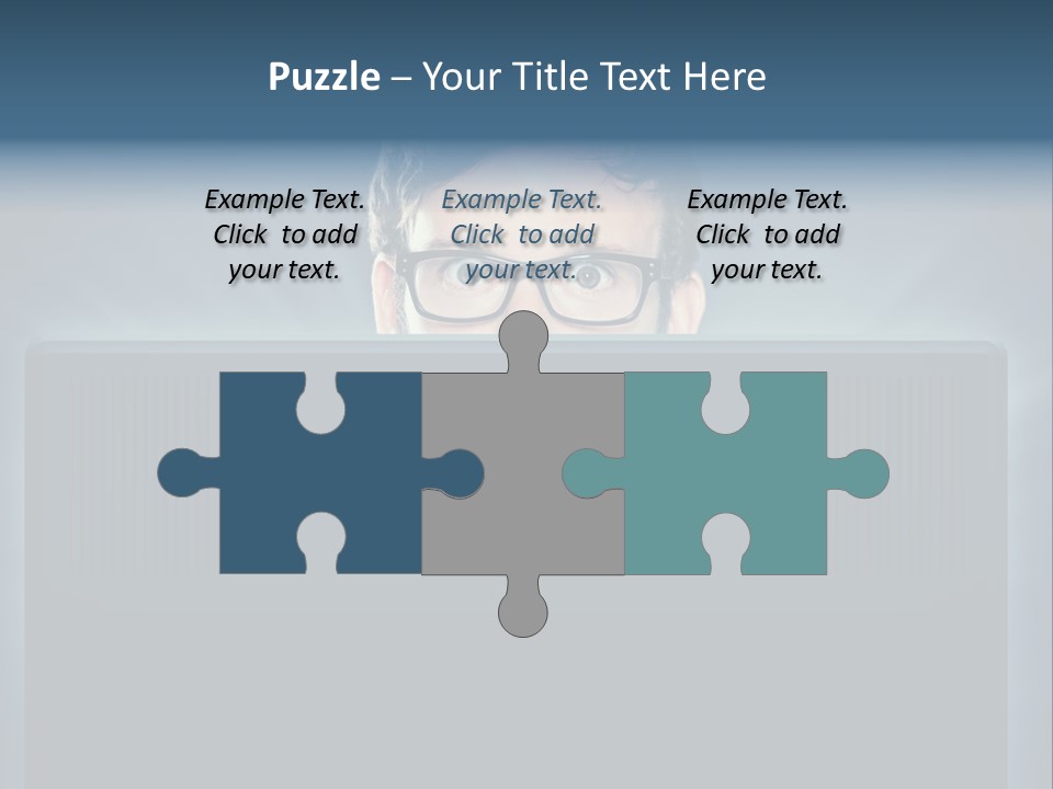 A Man With Glasses Is Looking At A Computer Screen PowerPoint Template