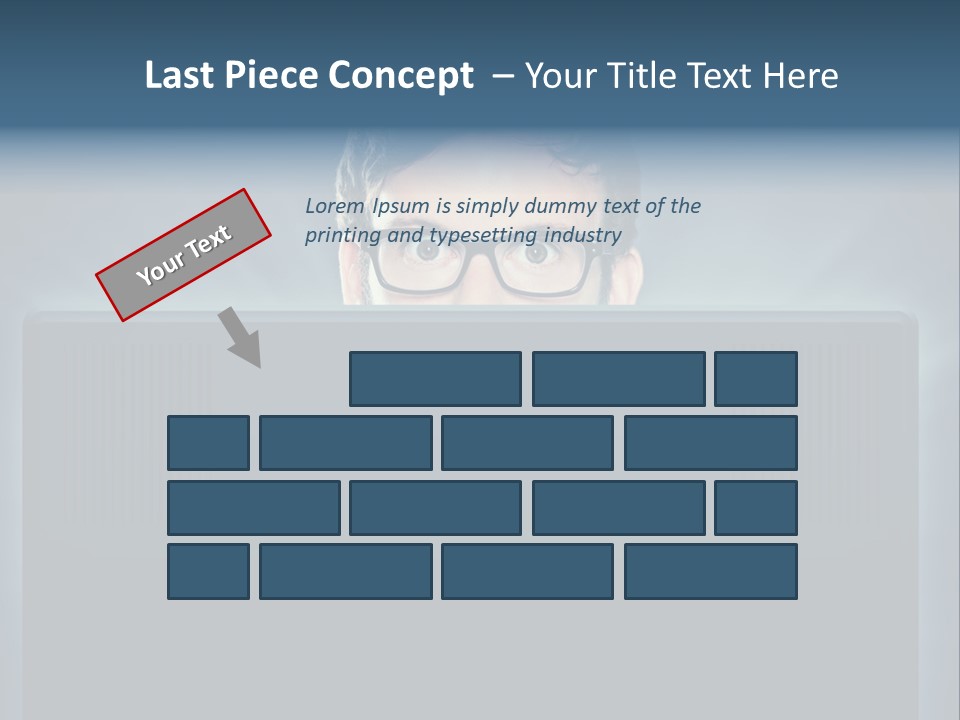 A Man With Glasses Is Looking At A Computer Screen PowerPoint Template