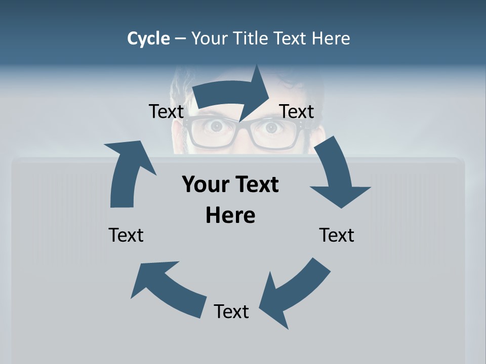 A Man With Glasses Is Looking At A Computer Screen PowerPoint Template