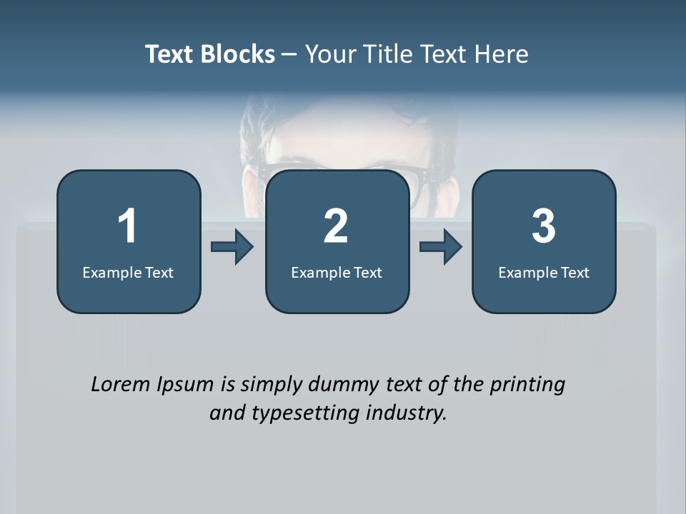 A Man With Glasses Is Looking At A Computer Screen PowerPoint Template