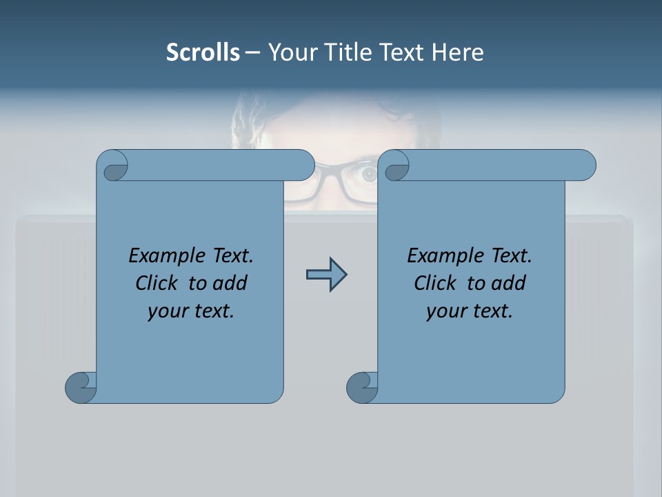 A Man With Glasses Is Looking At A Computer Screen PowerPoint Template