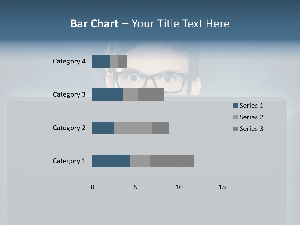 A Man With Glasses Is Looking At A Computer Screen PowerPoint Template