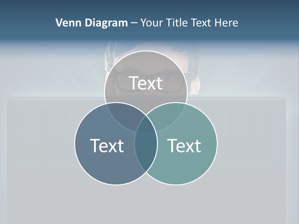 A Man With Glasses Is Looking At A Computer Screen PowerPoint Template