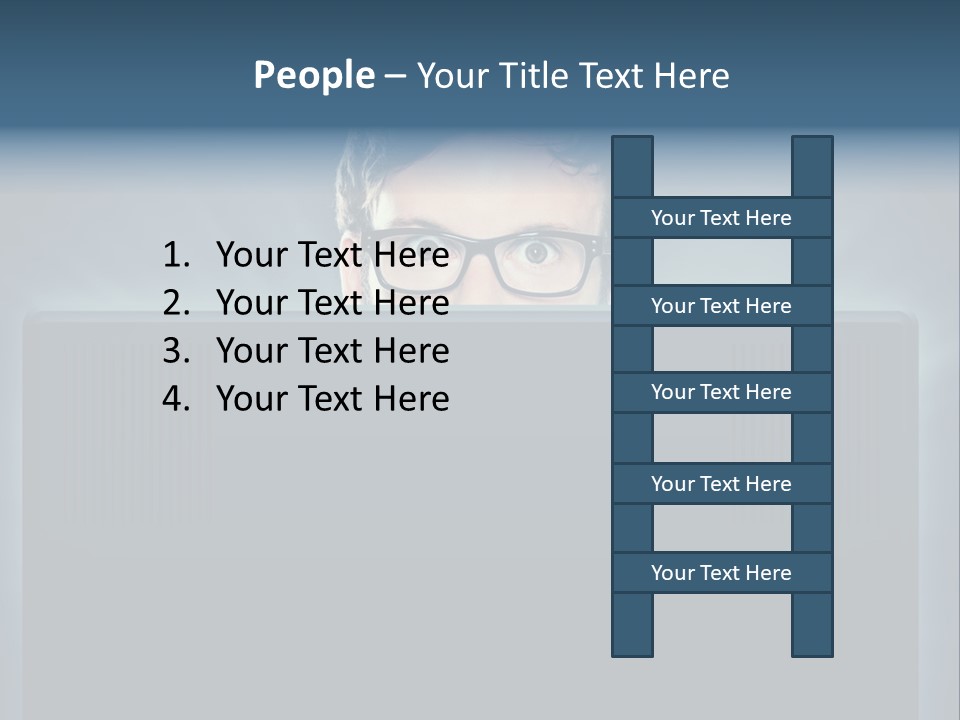 A Man With Glasses Is Looking At A Computer Screen PowerPoint Template