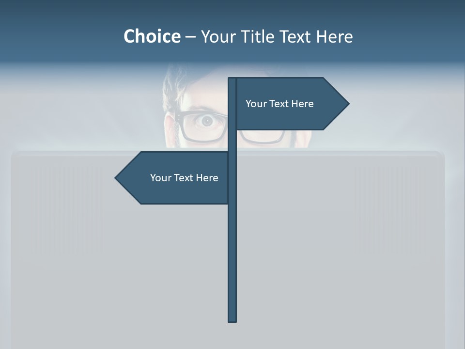 A Man With Glasses Is Looking At A Computer Screen PowerPoint Template