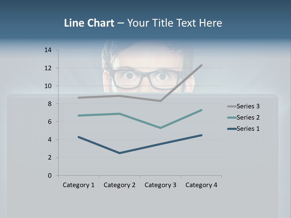 A Man With Glasses Is Looking At A Computer Screen PowerPoint Template