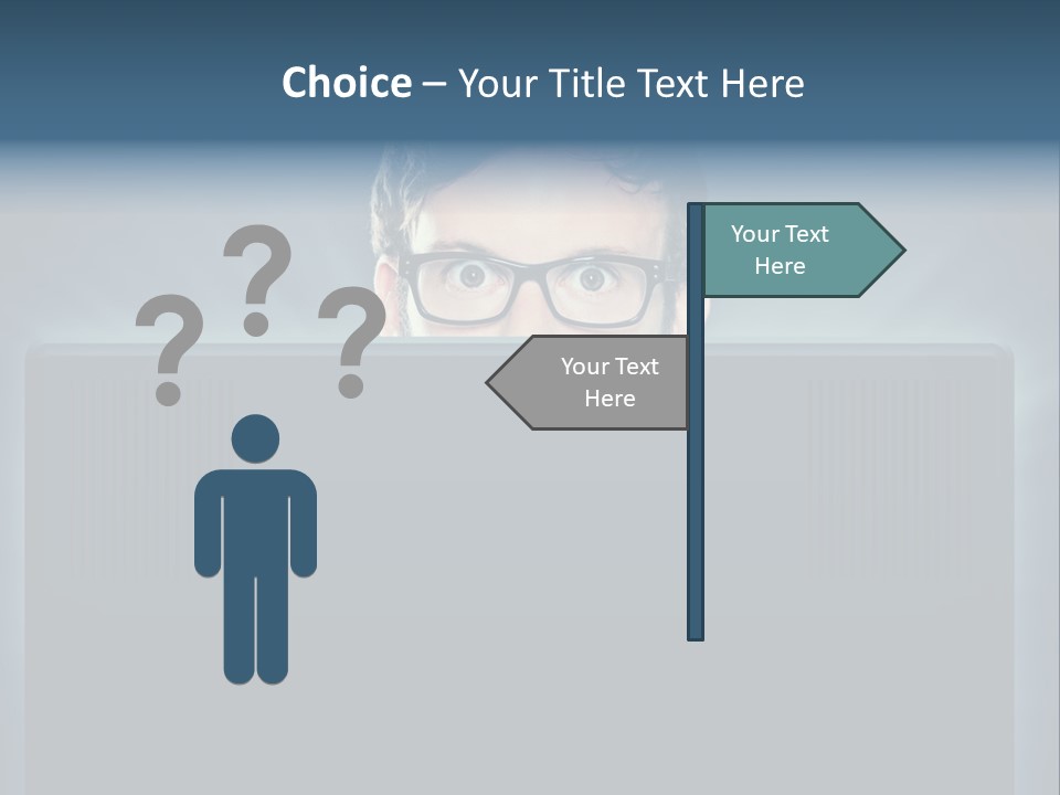 A Man With Glasses Is Looking At A Computer Screen PowerPoint Template
