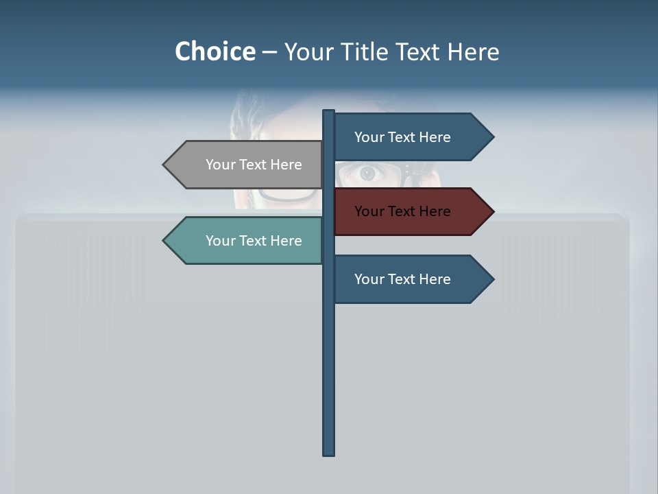 A Man With Glasses Is Looking At A Computer Screen PowerPoint Template