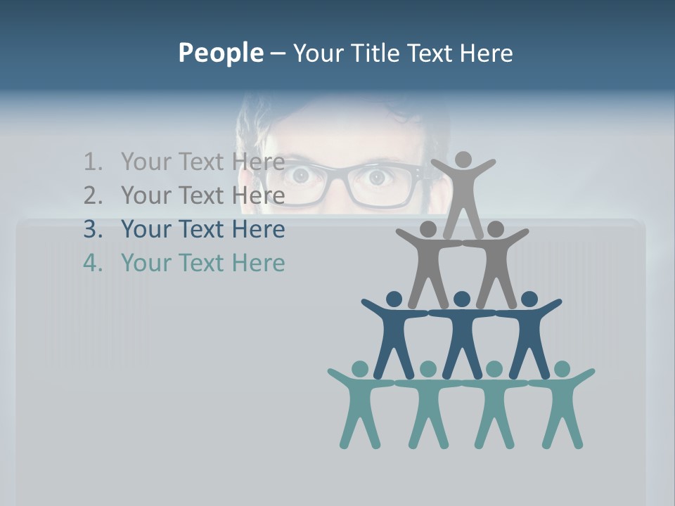 A Man With Glasses Is Looking At A Computer Screen PowerPoint Template