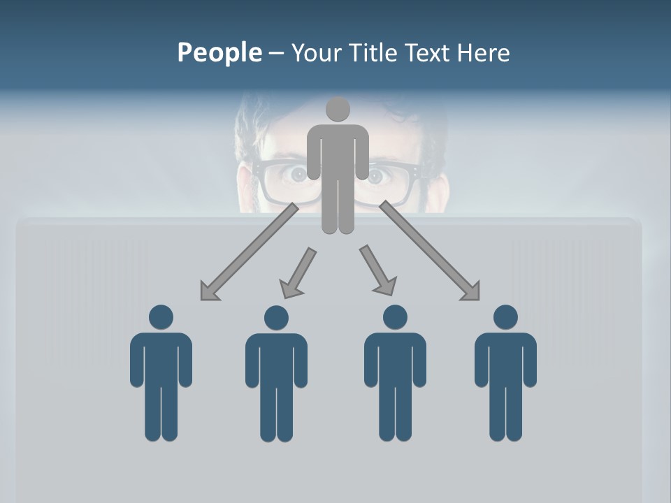 A Man With Glasses Is Looking At A Computer Screen PowerPoint Template