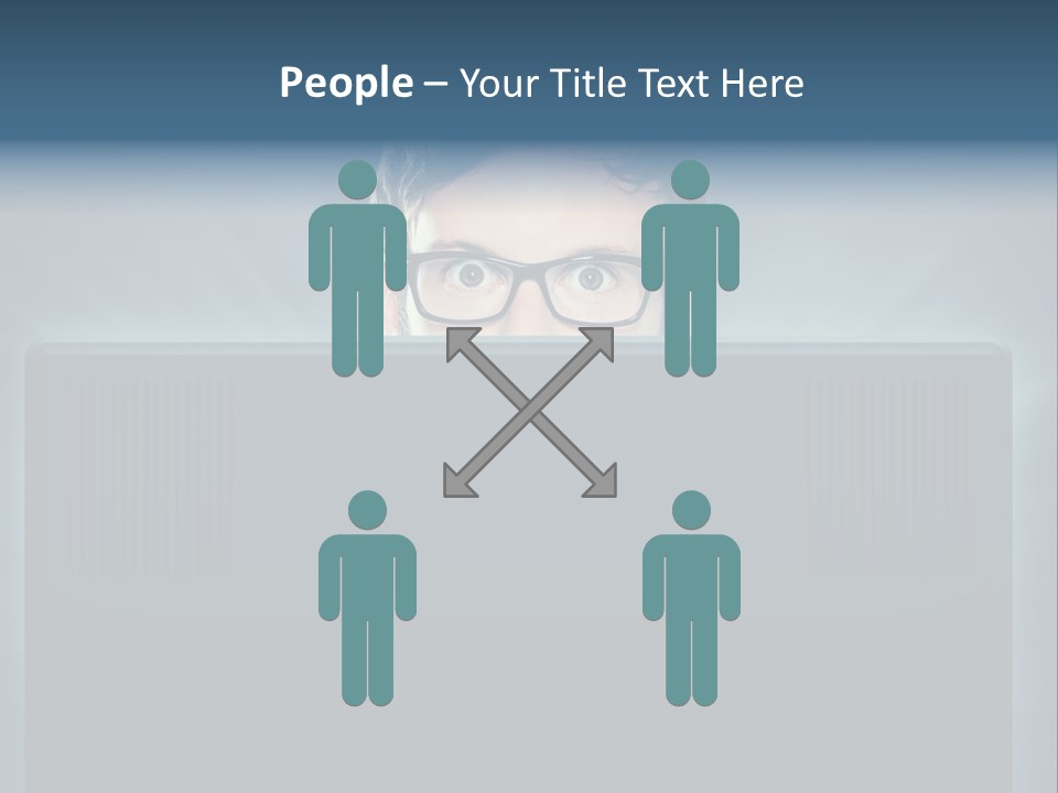 A Man With Glasses Is Looking At A Computer Screen PowerPoint Template