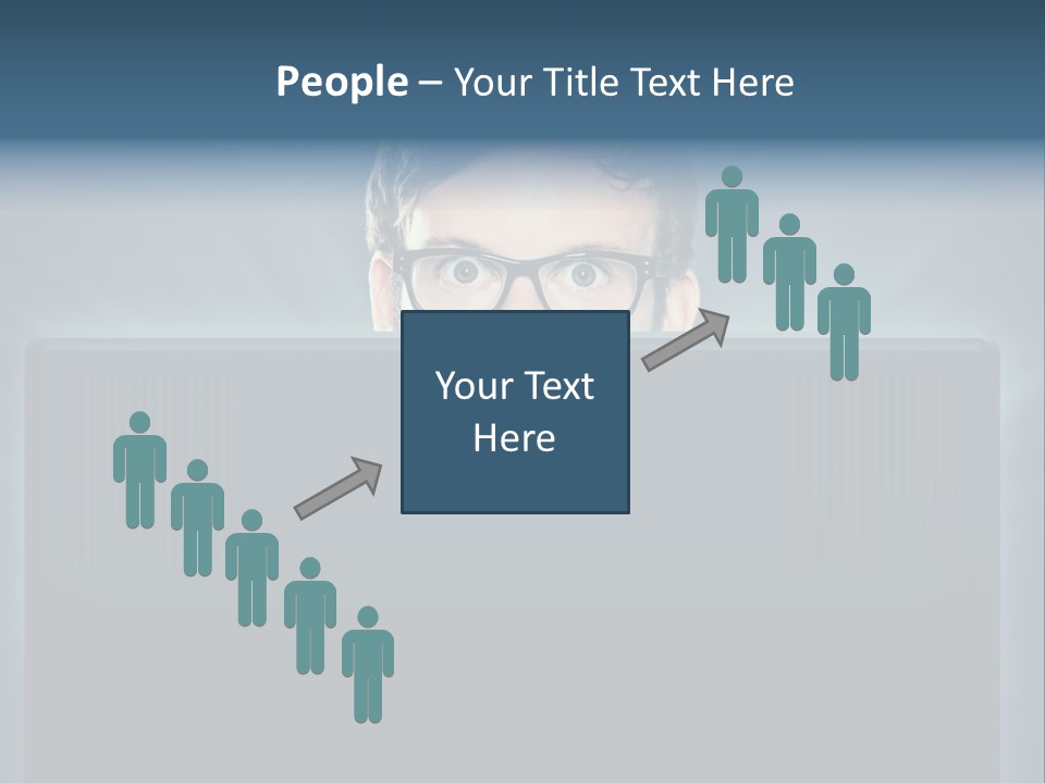 A Man With Glasses Is Looking At A Computer Screen PowerPoint Template