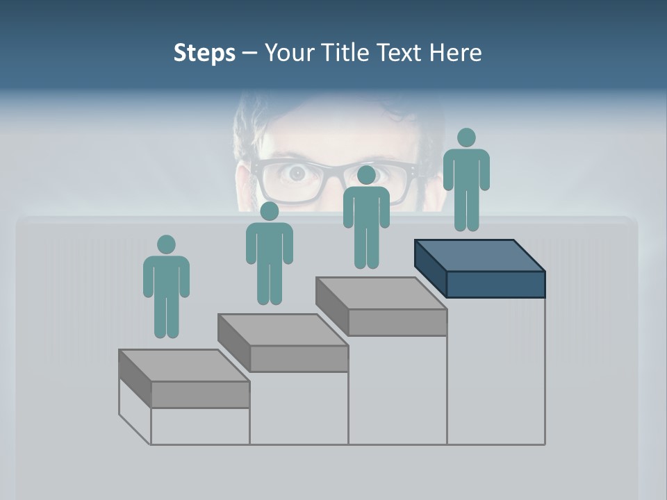 A Man With Glasses Is Looking At A Computer Screen PowerPoint Template