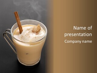 A Cup Of Coffee With A Cinnamon Stick In It PowerPoint Template