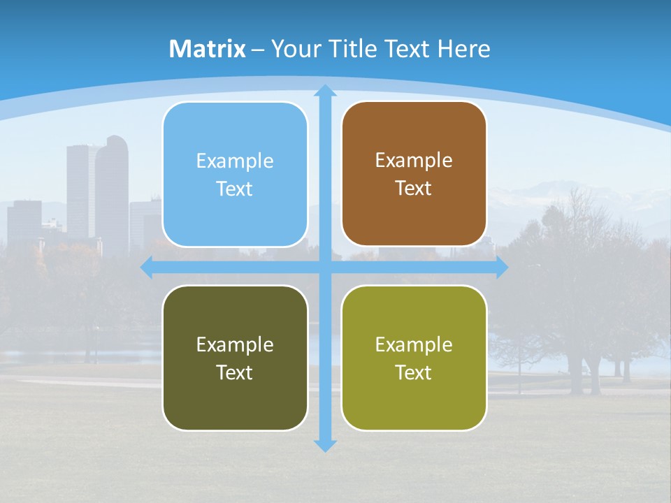A Blue Landscape With Trees In The Foreground And A City In The Background PowerPoint Template