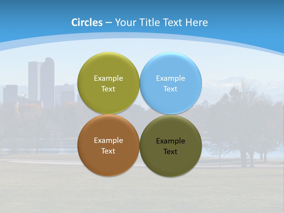 A Blue Landscape With Trees In The Foreground And A City In The Background PowerPoint Template