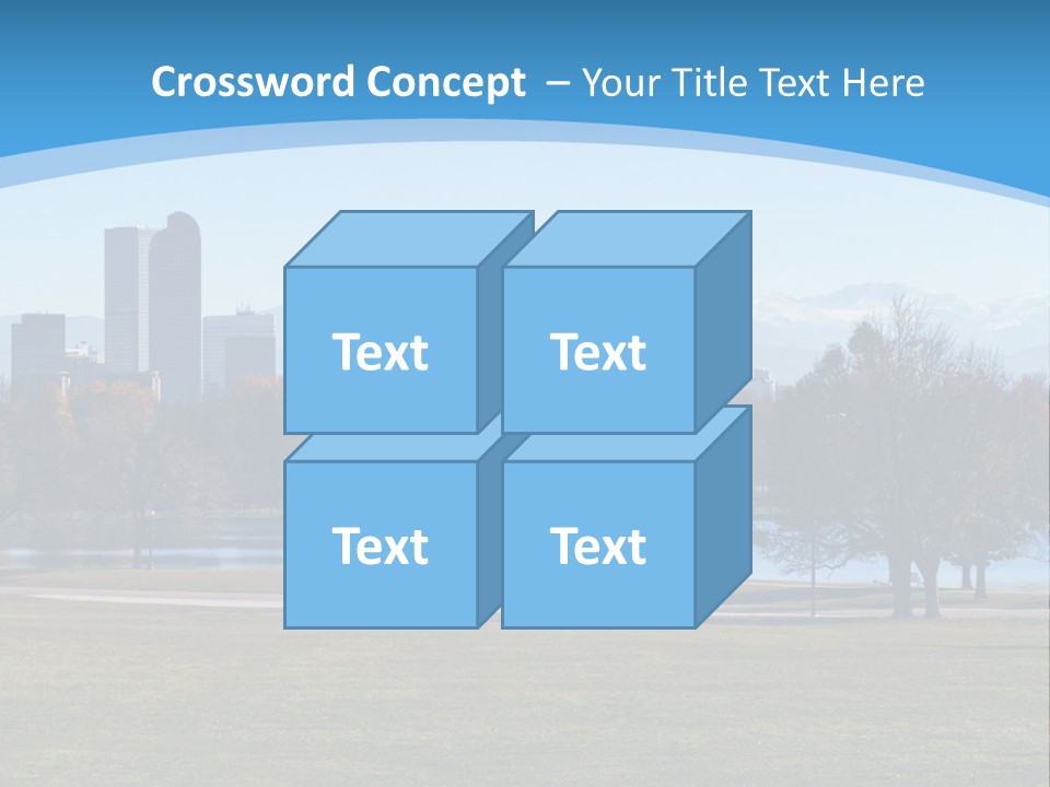 A Blue Landscape With Trees In The Foreground And A City In The Background PowerPoint Template