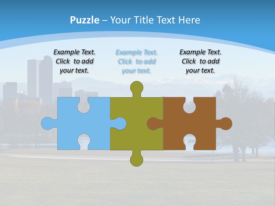 A Blue Landscape With Trees In The Foreground And A City In The Background PowerPoint Template