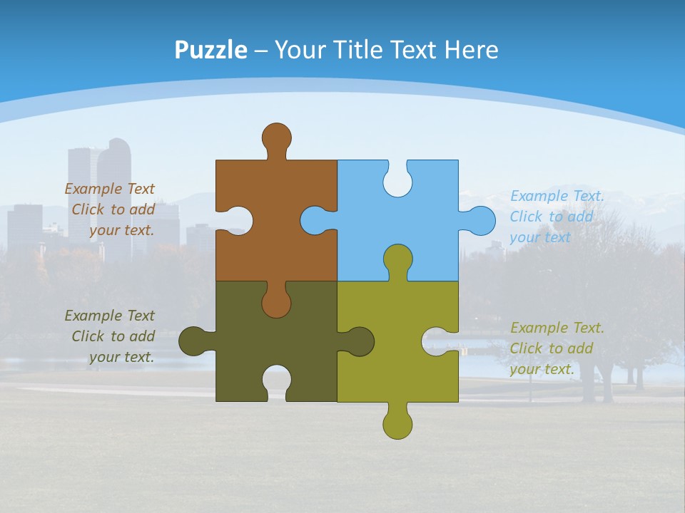 A Blue Landscape With Trees In The Foreground And A City In The Background PowerPoint Template