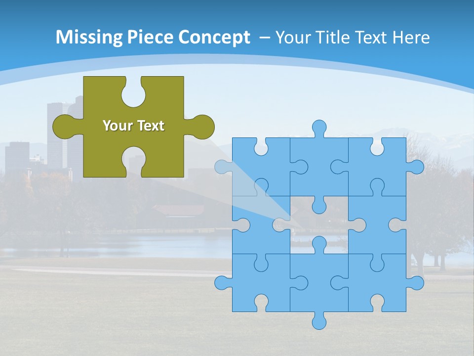 A Blue Landscape With Trees In The Foreground And A City In The Background PowerPoint Template