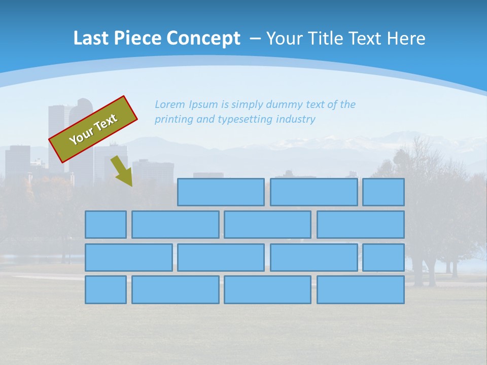 A Blue Landscape With Trees In The Foreground And A City In The Background PowerPoint Template