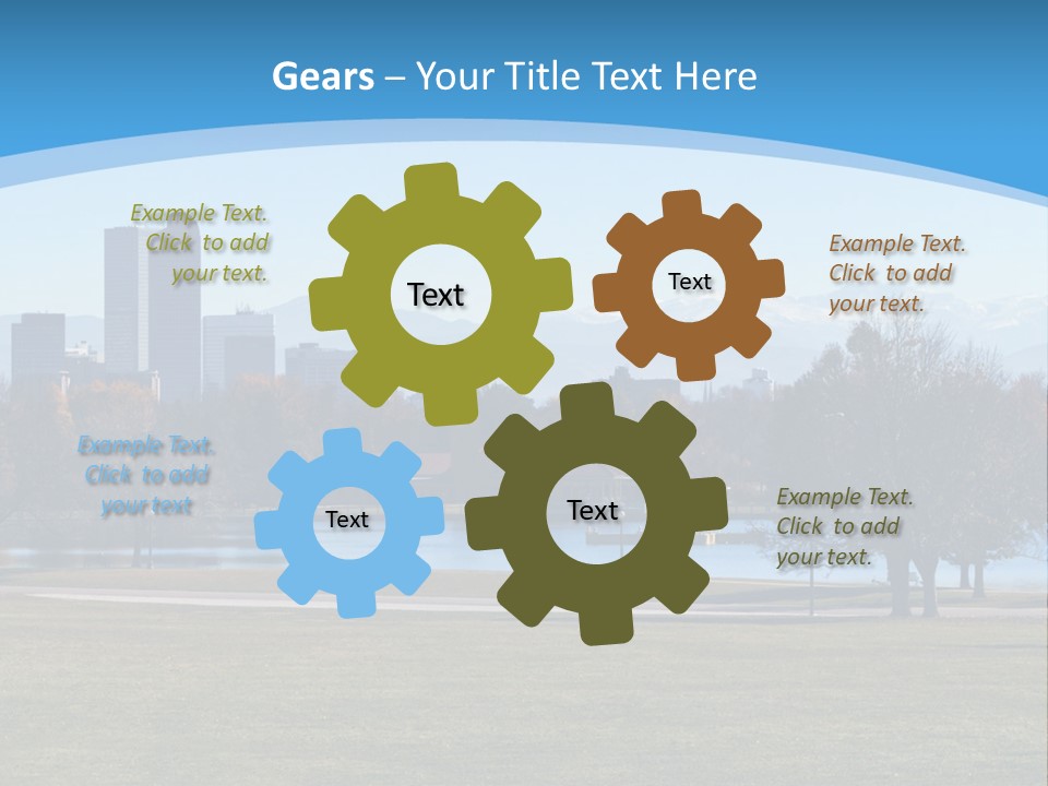 A Blue Landscape With Trees In The Foreground And A City In The Background PowerPoint Template