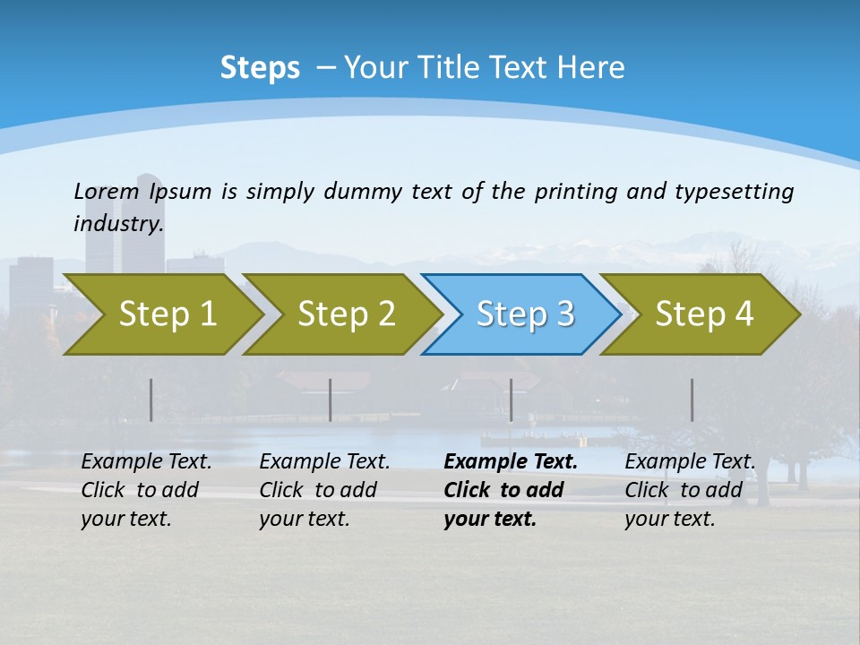 A Blue Landscape With Trees In The Foreground And A City In The Background PowerPoint Template