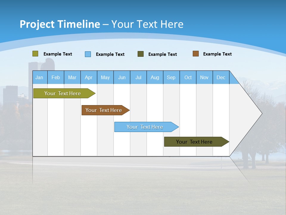 A Blue Landscape With Trees In The Foreground And A City In The Background PowerPoint Template