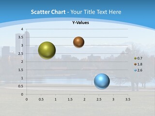 A Blue Landscape With Trees In The Foreground And A City In The Background PowerPoint Template