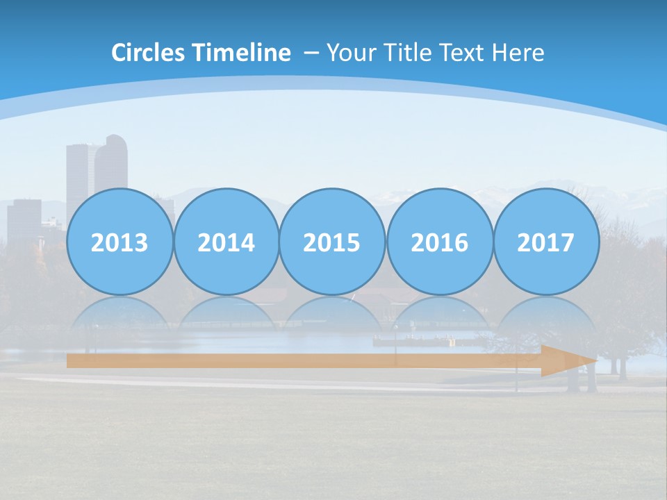 A Blue Landscape With Trees In The Foreground And A City In The Background PowerPoint Template