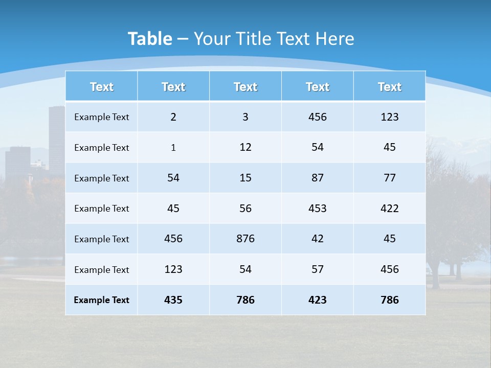 A Blue Landscape With Trees In The Foreground And A City In The Background PowerPoint Template