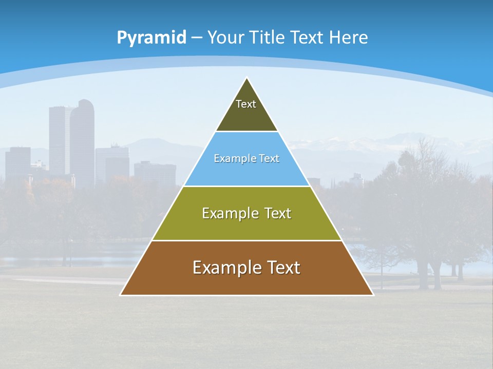 A Blue Landscape With Trees In The Foreground And A City In The Background PowerPoint Template