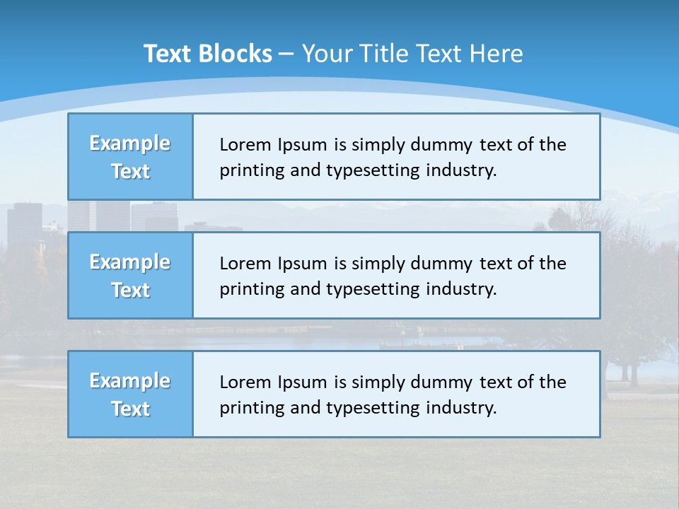 A Blue Landscape With Trees In The Foreground And A City In The Background PowerPoint Template