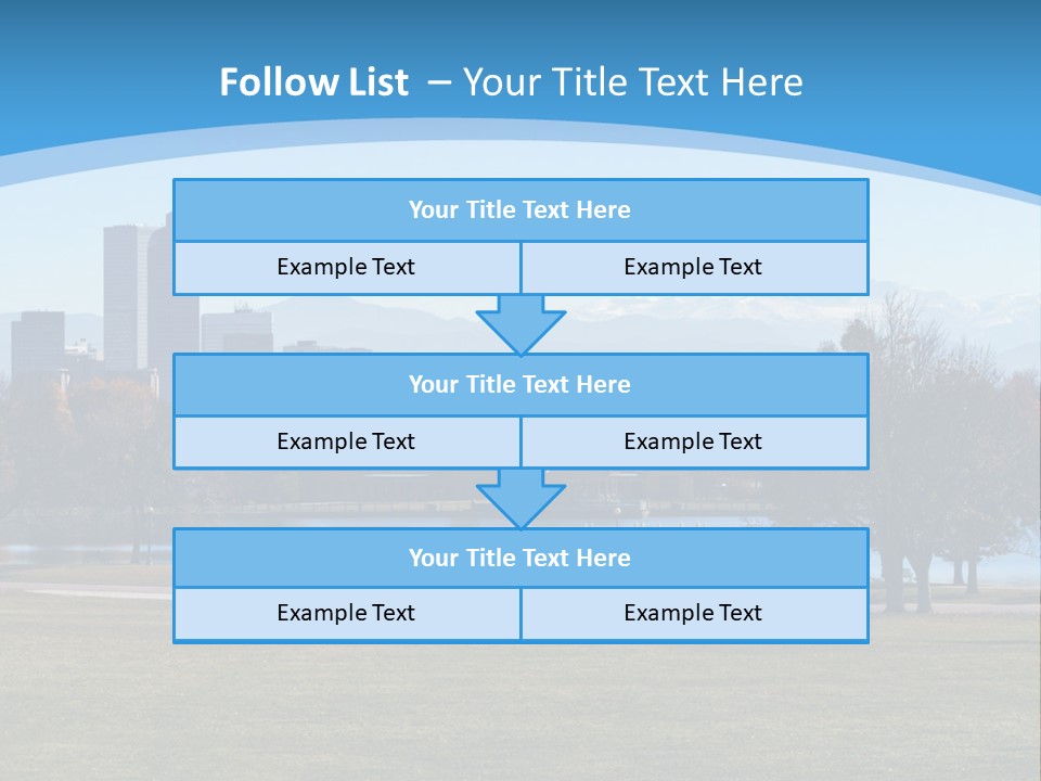 A Blue Landscape With Trees In The Foreground And A City In The Background PowerPoint Template