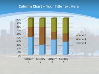 A Blue Landscape With Trees In The Foreground And A City In The Background PowerPoint Template