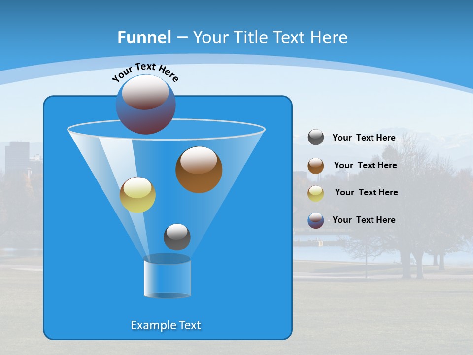A Blue Landscape With Trees In The Foreground And A City In The Background PowerPoint Template