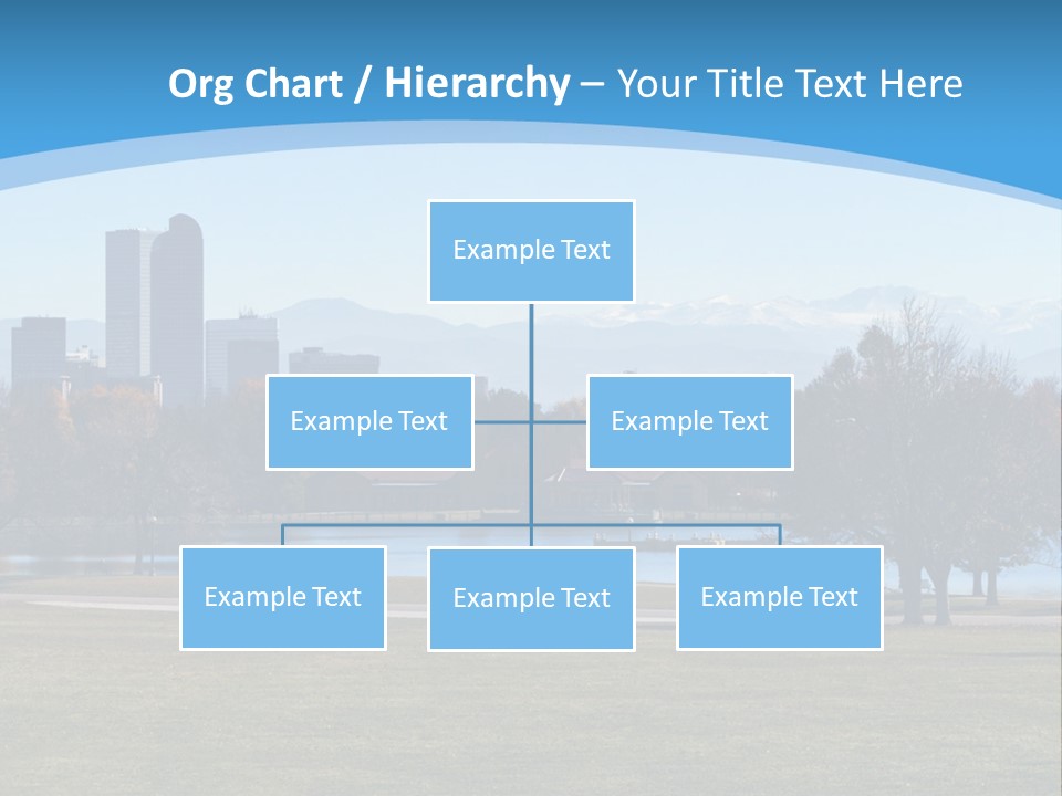 A Blue Landscape With Trees In The Foreground And A City In The Background PowerPoint Template