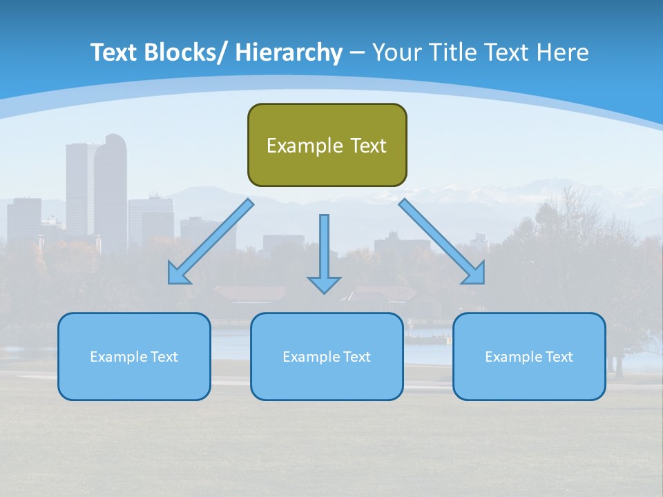 A Blue Landscape With Trees In The Foreground And A City In The Background PowerPoint Template