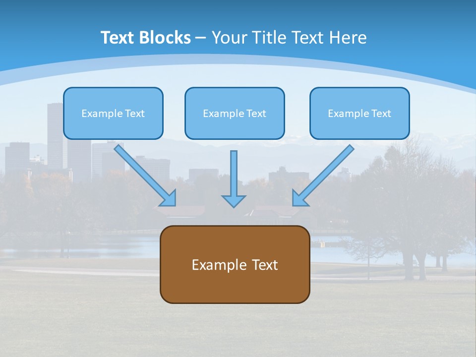 A Blue Landscape With Trees In The Foreground And A City In The Background PowerPoint Template