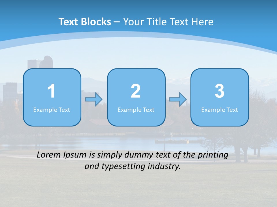 A Blue Landscape With Trees In The Foreground And A City In The Background PowerPoint Template