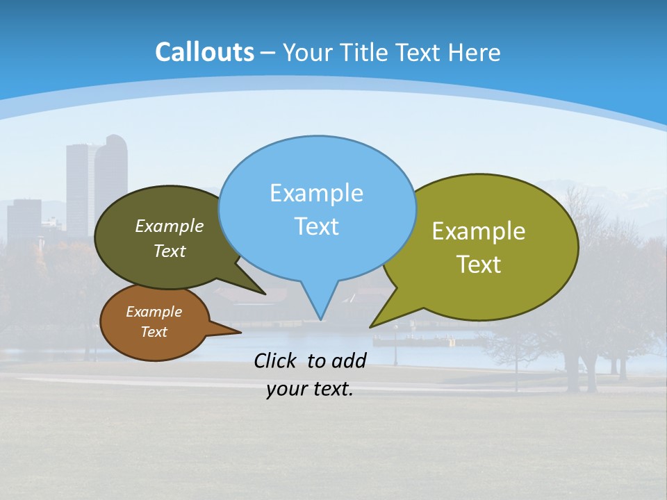 A Blue Landscape With Trees In The Foreground And A City In The Background PowerPoint Template