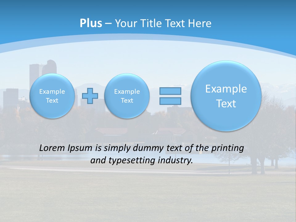 A Blue Landscape With Trees In The Foreground And A City In The Background PowerPoint Template