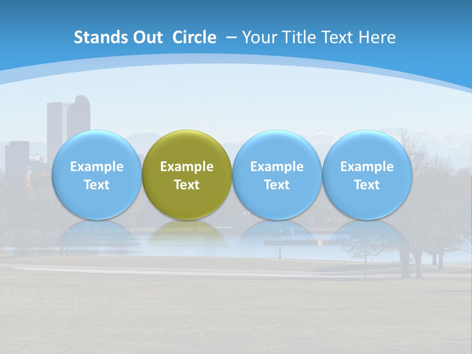 A Blue Landscape With Trees In The Foreground And A City In The Background PowerPoint Template