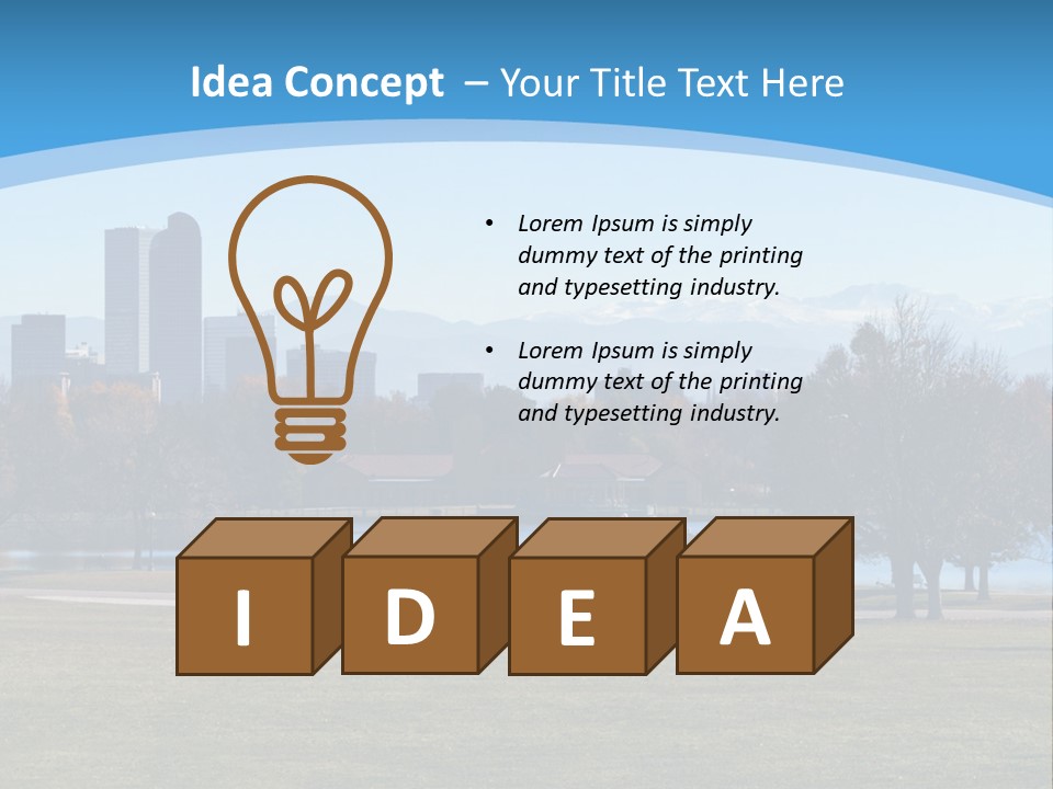 A Blue Landscape With Trees In The Foreground And A City In The Background PowerPoint Template
