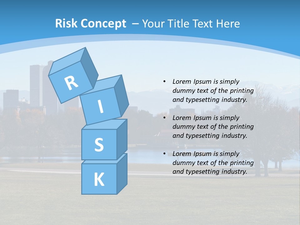 A Blue Landscape With Trees In The Foreground And A City In The Background PowerPoint Template