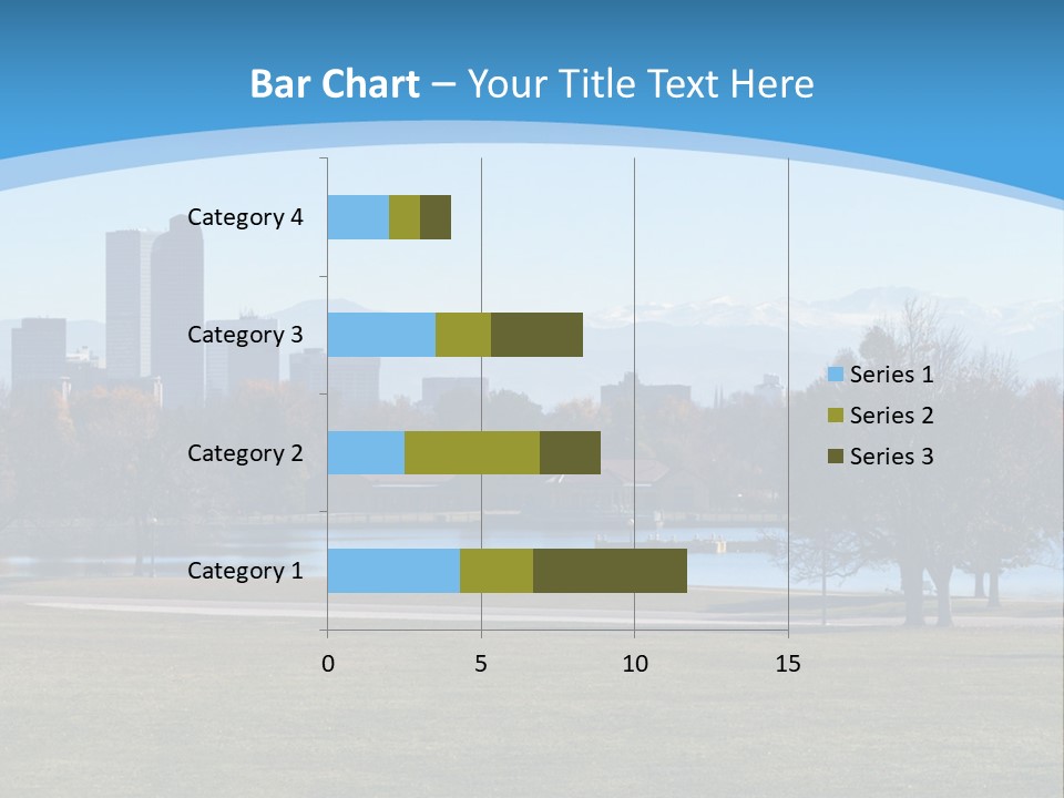 A Blue Landscape With Trees In The Foreground And A City In The Background PowerPoint Template