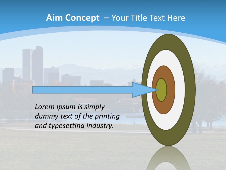 A Blue Landscape With Trees In The Foreground And A City In The Background PowerPoint Template