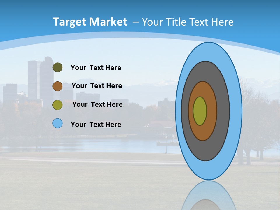 A Blue Landscape With Trees In The Foreground And A City In The Background PowerPoint Template