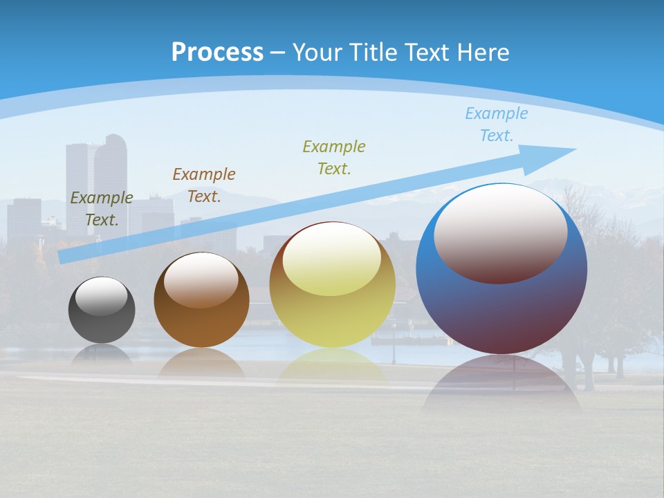 A Blue Landscape With Trees In The Foreground And A City In The Background PowerPoint Template
